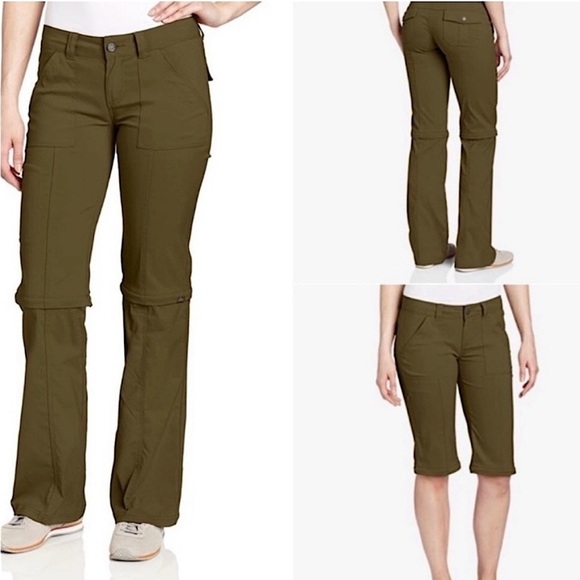 Prana Monarch Convertible Zip Pants Hiking Outdoor Olive Green 14 - Picture 1 of 9